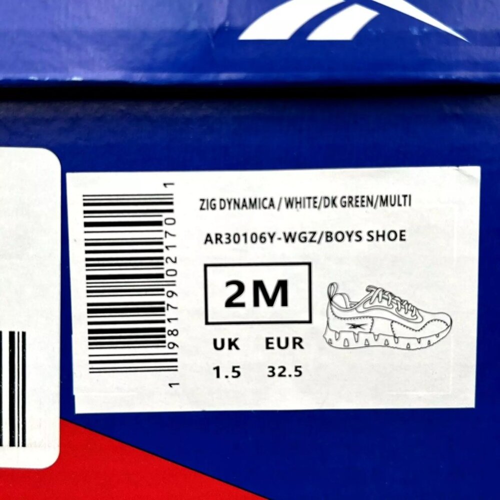 Reebok Zig Dynamica Youth Boy's Sneakers Size 2Y White/Brown Toe & Heel Bumpers - Picture 11 of 13